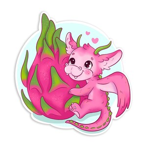 Dragon Fruit Sticker, Dragon Lover, Fruit Sticker, Laptop Decal, Kawaii Sticker, Friend Gift, Cute Dragon, iPhone Sticker, Laptop Sticker