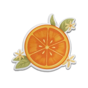 Orange Sticker, waterproof sticker, orange blossom laptop sticker, vinyl sticker, orange fruit sticker, laptop decal, sticker gift