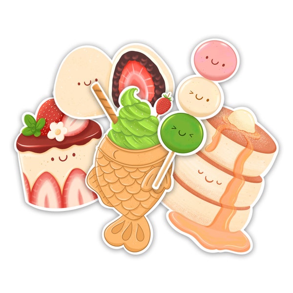 Kawaii Sticker Pack, Japanese Dessert Stickers, Kawaii Aesthetic, Cute Dessert Stickers, Kawaii Gift, Sticker Grab Bag, Kawaii Sticker Pack