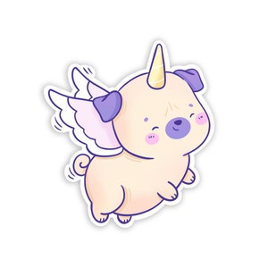 Pug Unicorn Sticker, Pug Stickers, Unicorn Stickers, Dog Mom, Pug Mom, Pug Lover, Dog Stickers, Laptop Sticker, iPhone Sticker, Friend Gift