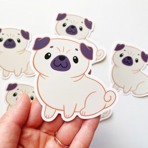 Pug Vinyl Sticker, Pug Decal Sticker, Dog Sticker, Pug Lover Sticker, Cute Sticker, Fawn Pug Sticker, Funny Sticker