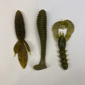 Mjuka plastbeten, set om tre, gröna, kräftor, fiskar och insekter