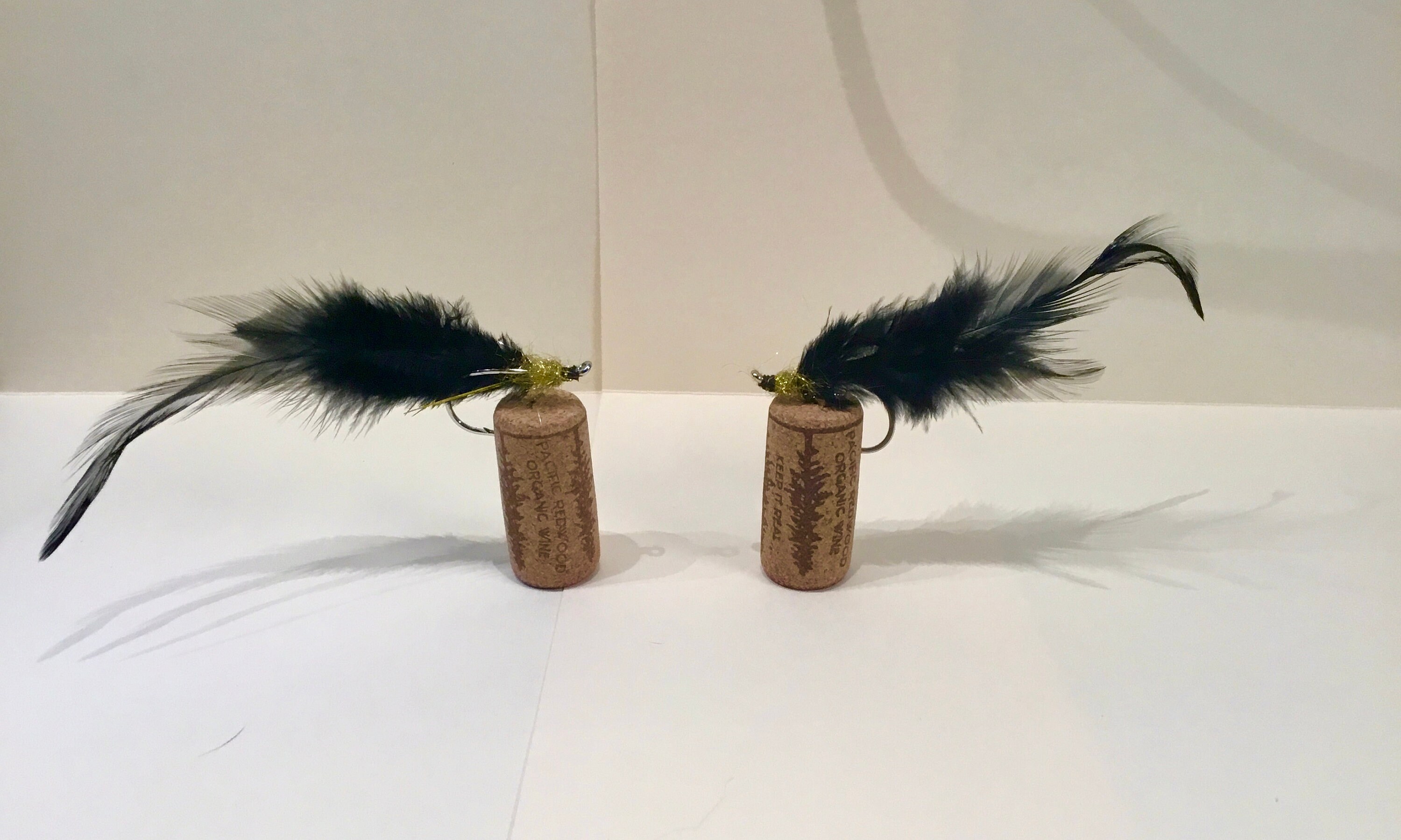 Set of 2 Hand Made Black Feather Fly Fishing Lures Gold Etsy UK