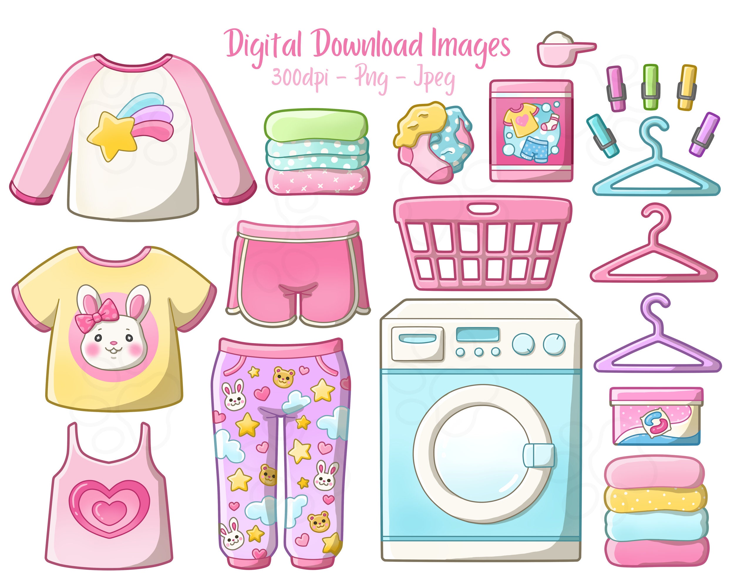 Laundry Day - Cute - Clip Art Images - Digital Download - Etsy