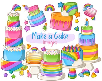 Make a Cake - Simple - Clip Art Images - Digital Download - Etsy