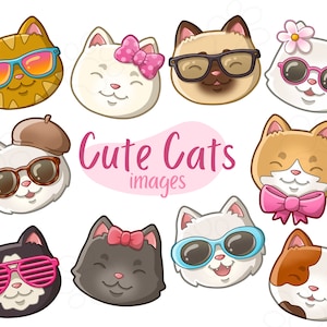 Cute Cats - Clip Art Images - Digital Download