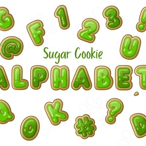 Zuckerplätzchen Alphabet - Grün - Clip Art Bilder - Digitaler Download
