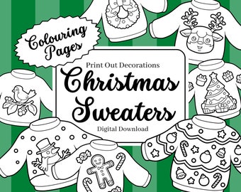 Christmas Sweater Colouring Pages Instant Download Printable