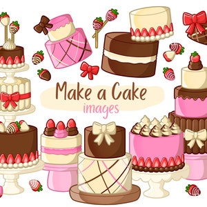 Faire un gâteau - Simple - Images clipart - Téléchargement numérique