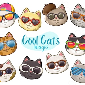 Coole Katzen - Clip Art Bilder - Digitaler Download