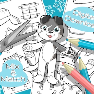 Winter Wonderland Paper Doll - Printable Download - B&W Colouring Pages