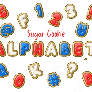 Zuckerplätzchen Alphabet - Rot, Weiß & Blau - Clip Art Bilder - Digitaler Download
