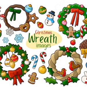 Christmas Wreath - Clip Art Images - Digital Download