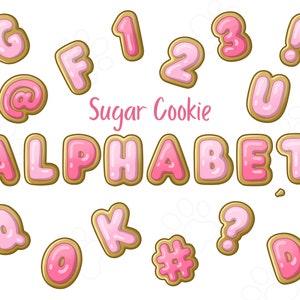 Sugar Cookie Alphabet - Roze - Clip Art Images - Digitale Download