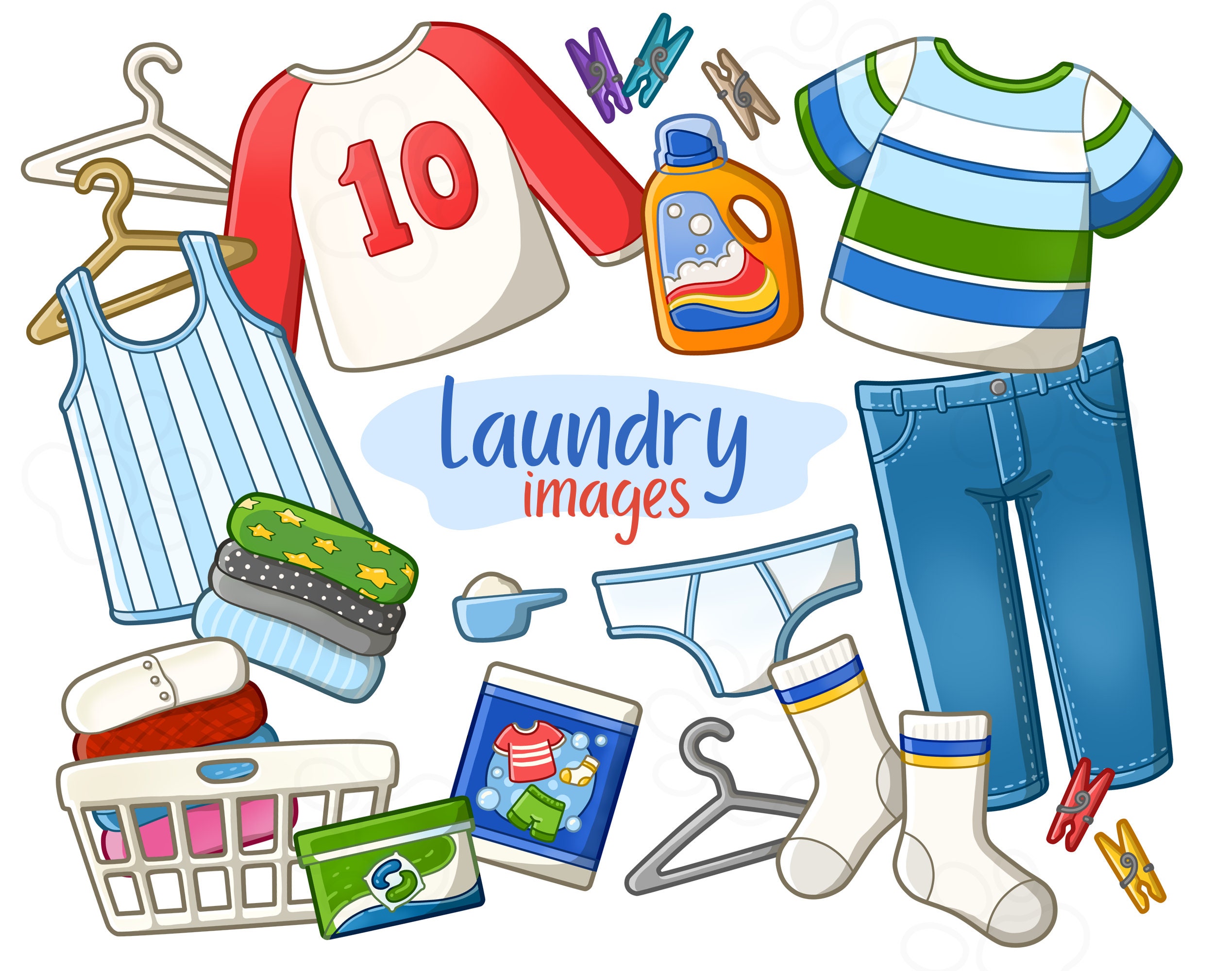 Laundry Day - Simple - Clip Art Images - Digital Download