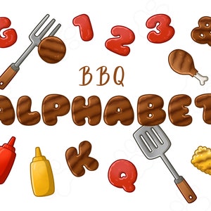 BBQ Alphabet - Clip Art Images - Digital Download