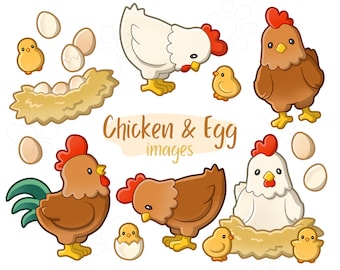 Chicken & Egg - Clip Art Images - Digital Download