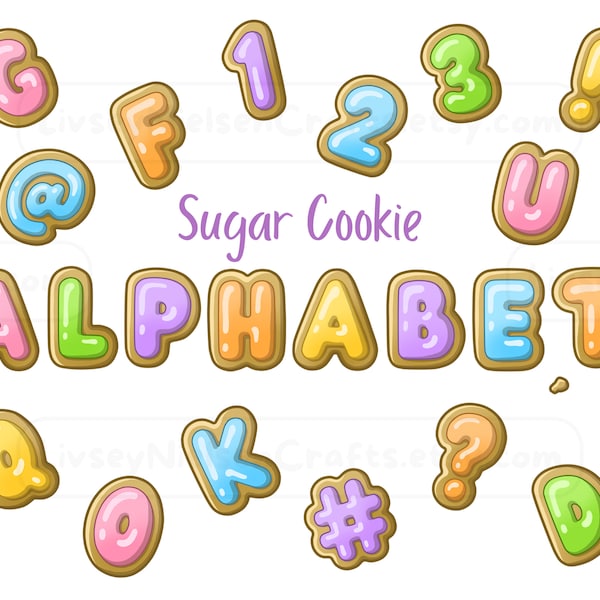 Sugar Cookie Alphabet - Pastel - Clip Art Images - Digital Download