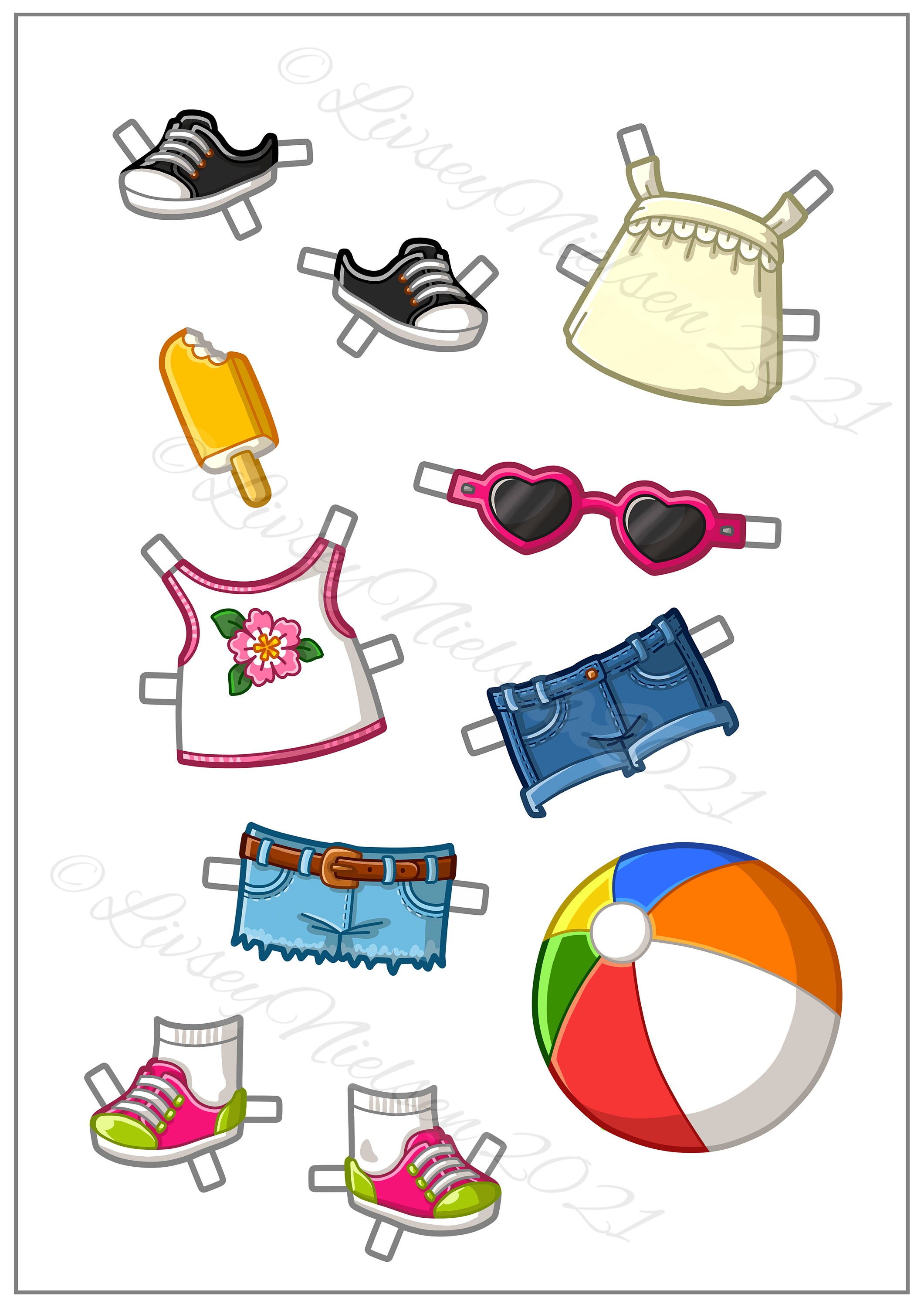 Beach Holiday Paper Doll Fashion Playset Printable Download - Etsy UK