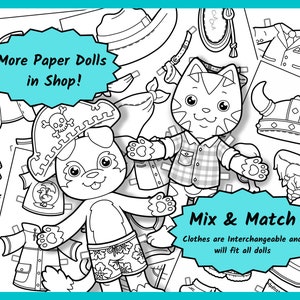 Beach Holiday Paper Doll Printable Download B&W Colouring Pages - Etsy