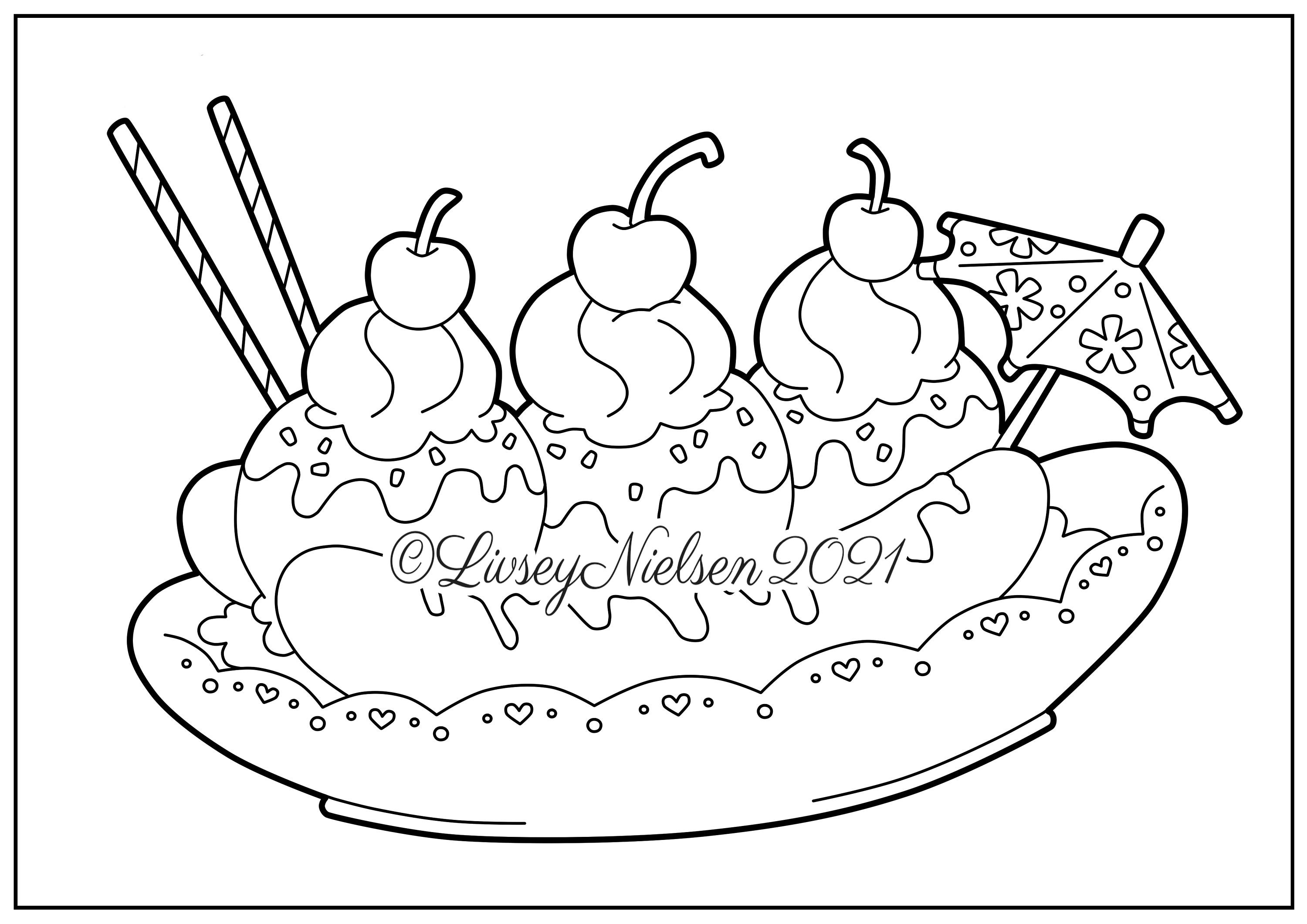 Banana Split Coloring Page Printable Banana Split Coloring Page Printable