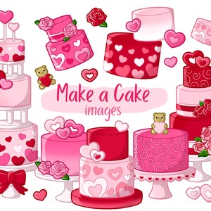 Make a Cake - Romantique - Images clipart - Téléchargement numérique