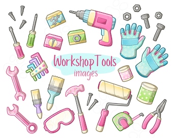 Workshop Tools - Cute - Clip Art Images - Digital Download
