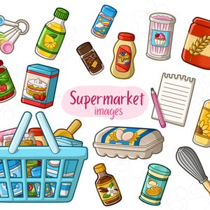 スーパーマーケット - ホームベーキング - 食料品のクリップアート画像 - デジタルダウンロード