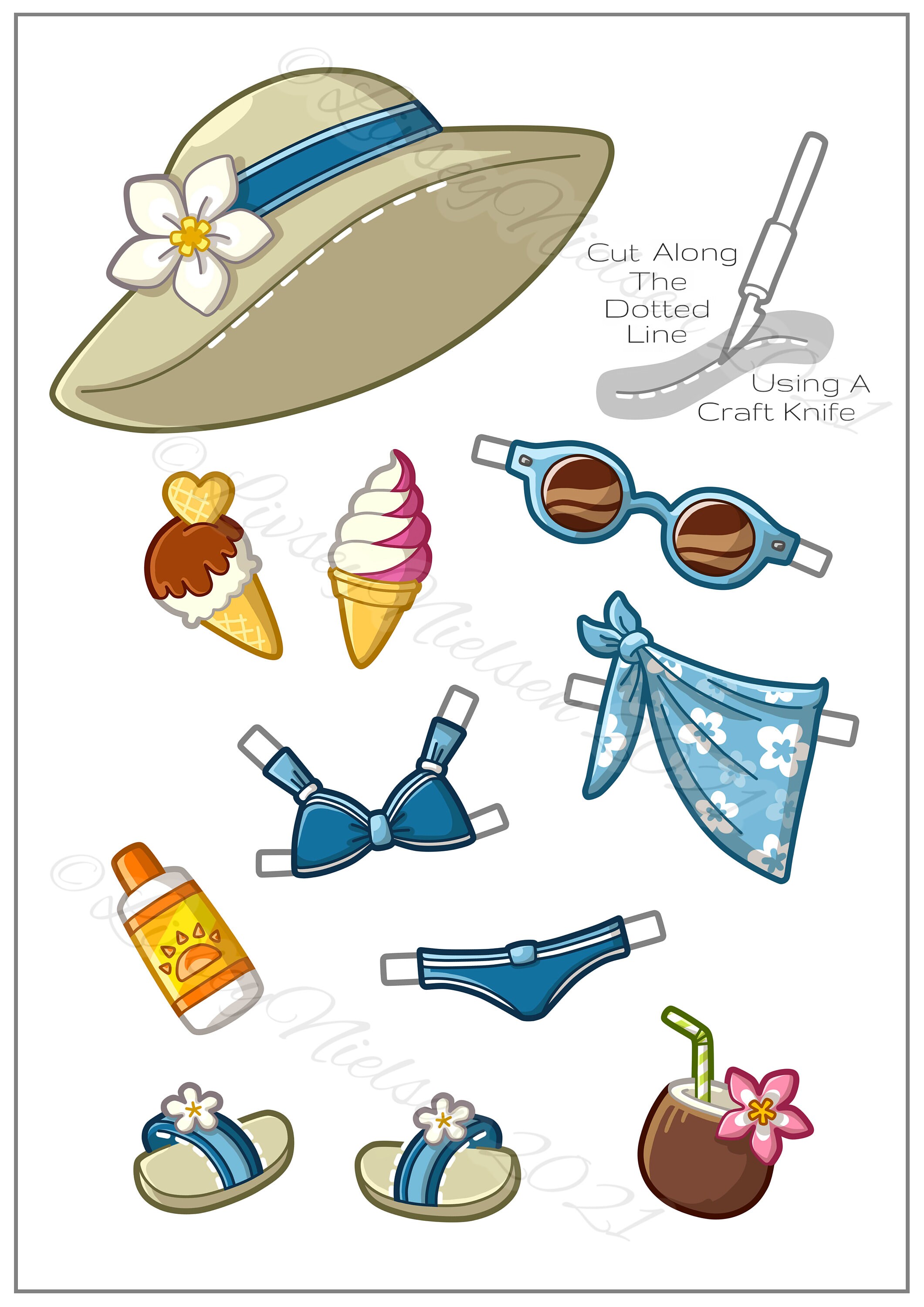 Beach Holiday - Paper Doll - Fashion Playset - Printable Download - Etsy UK