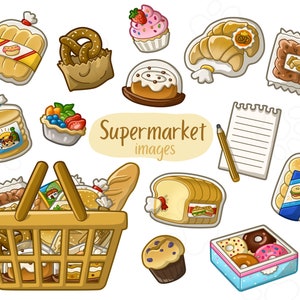 スーパーマーケット - ベーカリー - 食料品のクリップアート画像 - デジタルダウンロード