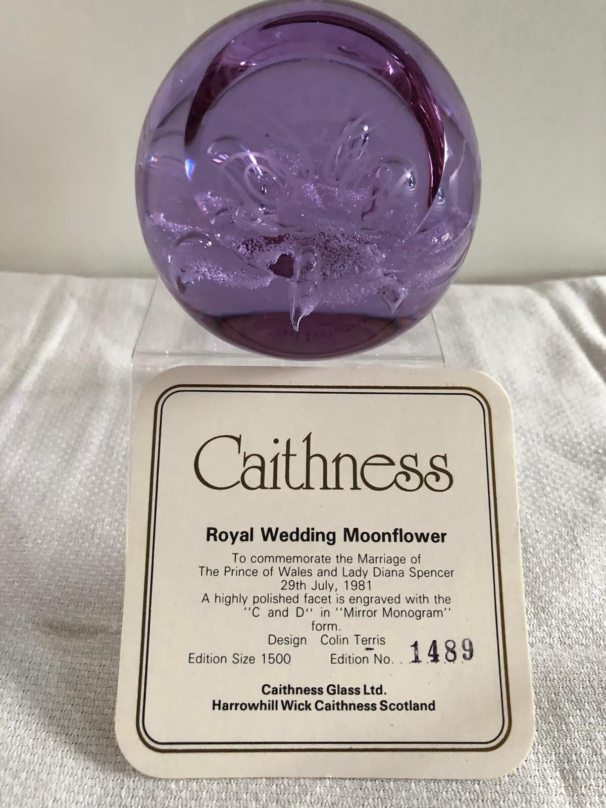 Royal Wedding Moonflower Caithness Glass Paperweight Vintage Etsy