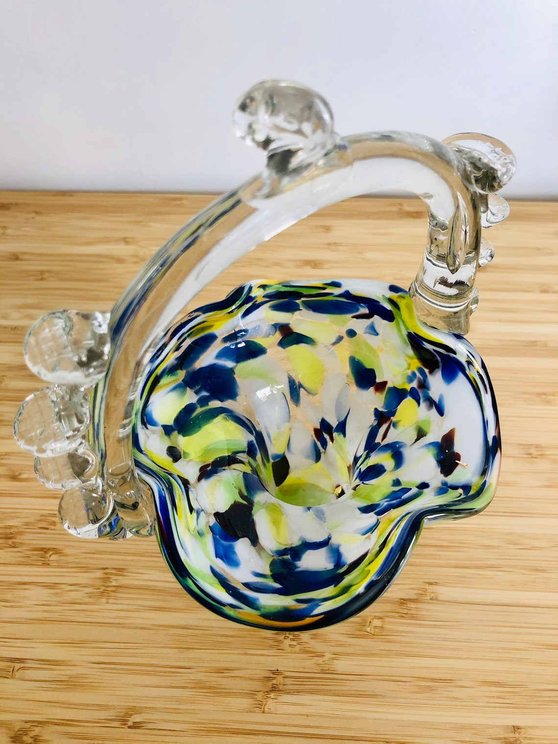 Vintage Italian Murano Art Glass Basket Etsy