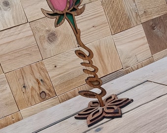 Rose éternelle en bois