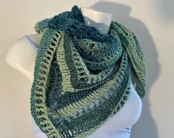 Shawls green shiny wrap