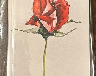 Notecards single rose watercolor print