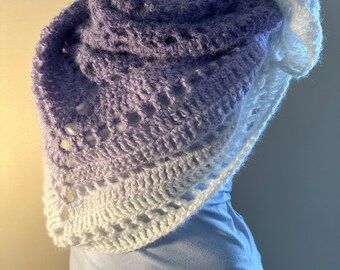 Shawl Fuzzy Purple and White Striped Formal Occasion Wrap