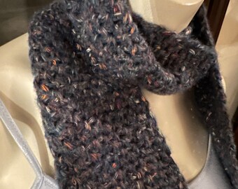 Blue tweed wool scarf