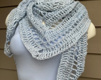 Shawl, Light Blue Formal Occasion Wrap with Sequins