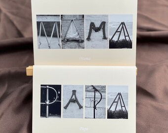 MAMA, PAPA picture, gift, picture 13 x 18 cm, for birthday, for Mother's Day, Father's Day, gift idea