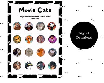 Cat Movie Quiz | Fun Family Game | DIGITAL DOWNLOAD | Cat Game | Children’s Game | Puzzle | Family Games | Kids Games | Games | Family