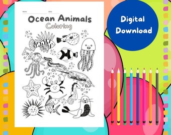 Ocean Colouring Sheet | Ocean Colouring Page | DIGITAL DOWNLOAD | Kids Art | Animal Colouring Page | Fun Colouring | Family Colouring | Kids