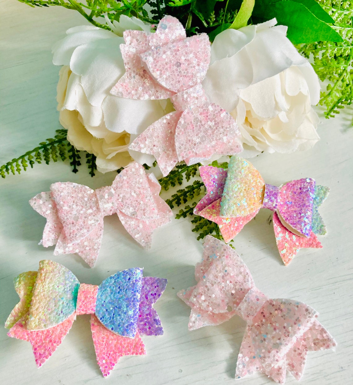 Dog Bow Hair Clip Glitter Clip Pet Bow Clip Rainbow Bow Etsy