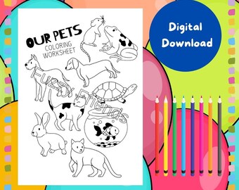 Pet Colouring Sheet | Pet Colouring Page | DIGITAL DOWNLOAD | Kids Art | Animal Colouring Page | Fun Colouring | Family Colouring | Kids