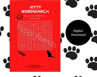 Cat Wordsearch | Kids Game | DIGITAL DOWNLOAD | Cat Game | Children’s Wordsearch | Family Games | Kids Puzzles | Games