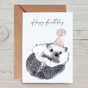 Birthday Card, cute birthday card, hedgehog birthday, hedgehog gift, Birthday Card for her