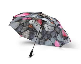 Foldable Semi-Auto Compact Umbrella l Floral & Pebble Print Options