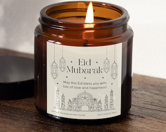 Eid Mubarak Scented Candle Gift, Blessings of Love & Happiness Eid Candle, Eid gift for her, Celebration Eid Gift, Happy Eid present