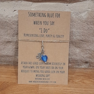 Something Blue Wedding Bouquet Charm: Four Leaf Clover Bridal Gift