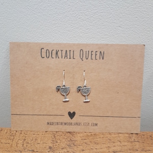 Cocktail Earrings: Sterling Silver, Handmade Novelty Gift
