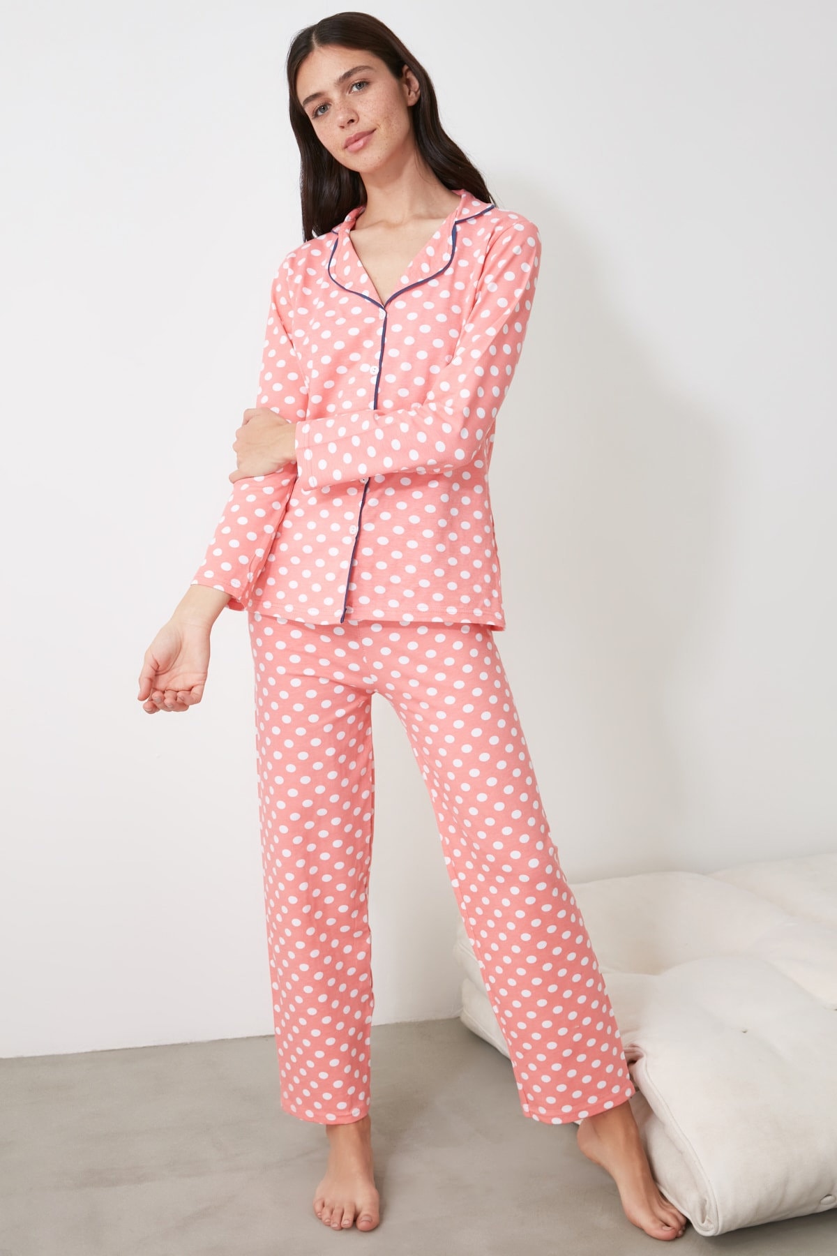 Women's sleepwear Polka Dot Knitted Pajamas Set 2021 Etsy